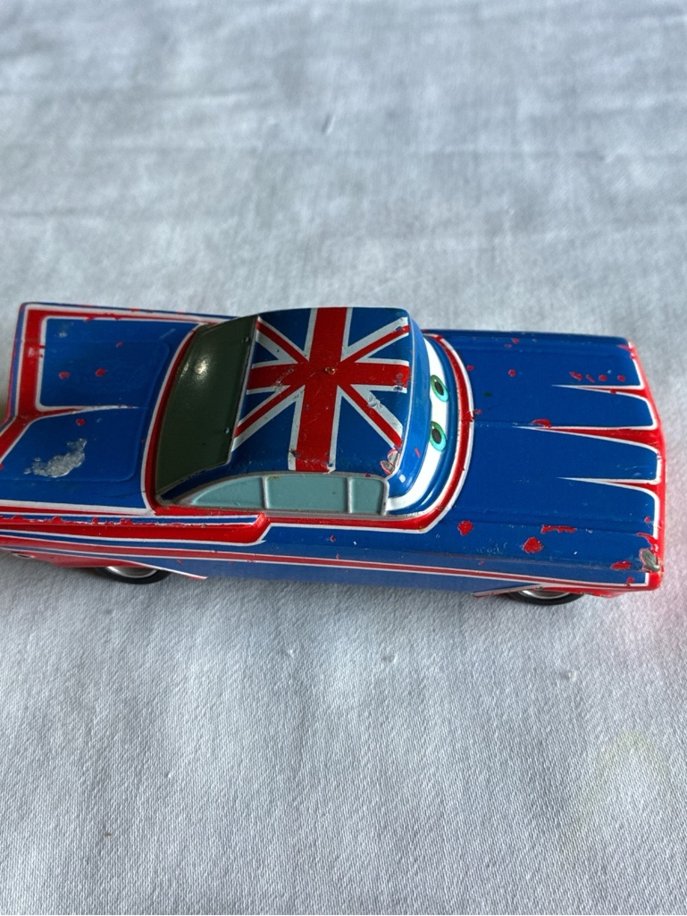 Disney Blue Die-Cast Toy Car with Union Jack Roof and Red Accents